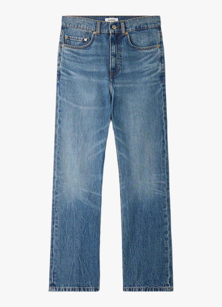 Sandro Dames High waist straight fit jeans met lichte wassing in de kleur Denim