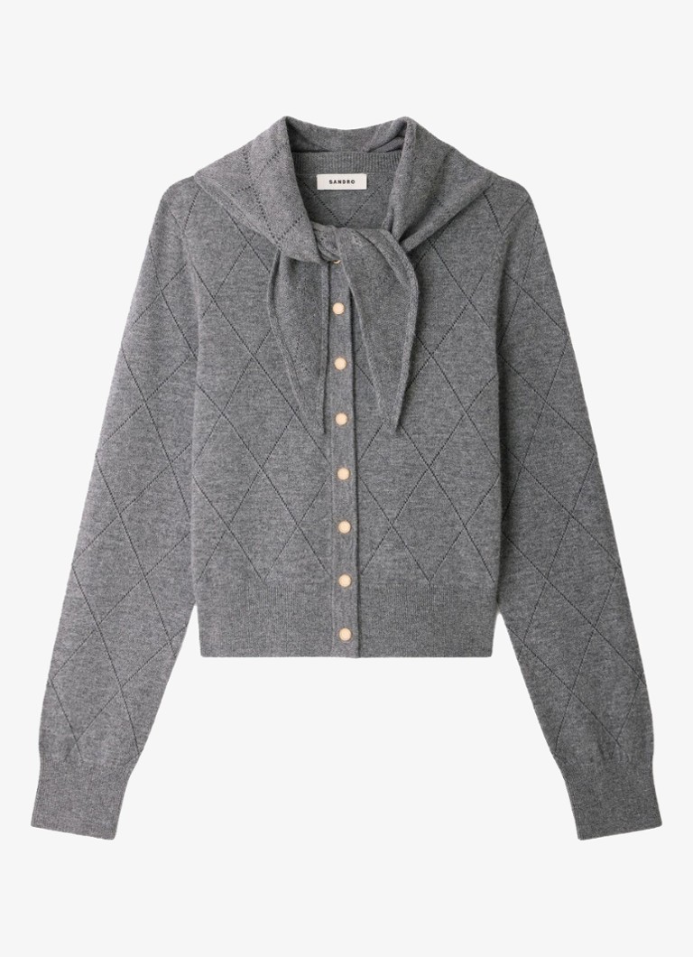 Sandro Dames Fijngebreid vest in wolblend in de kleur Grijs