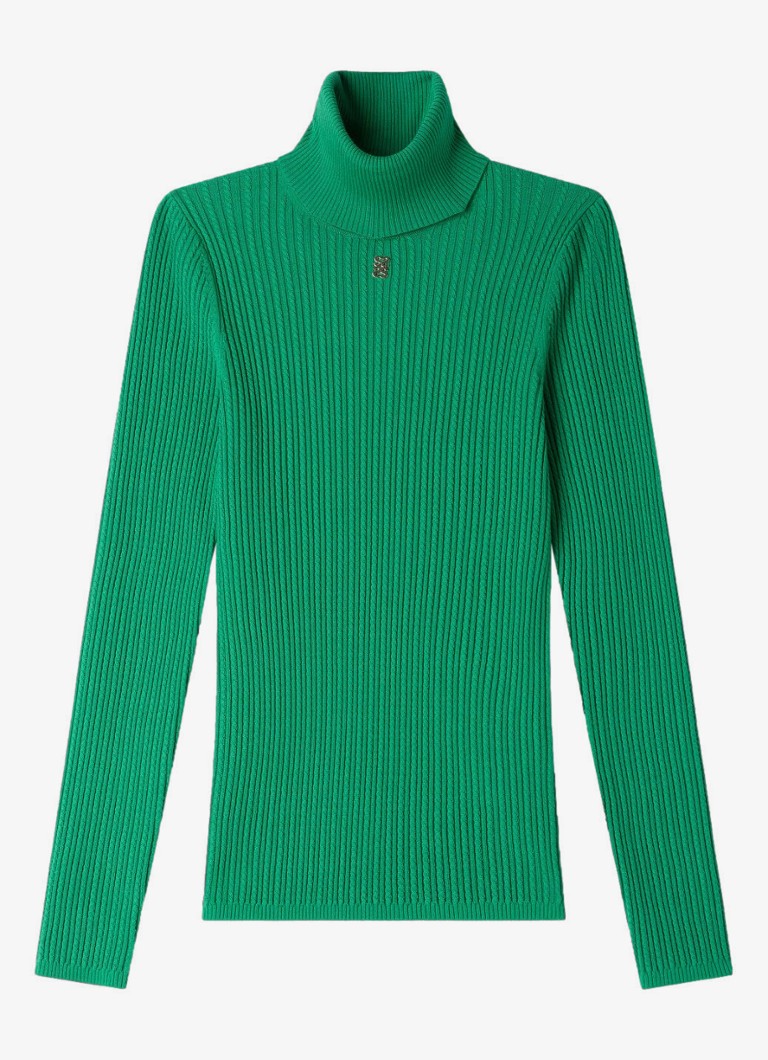 Sandro Dames Kabelgebreide trui met logo in de kleur Groen