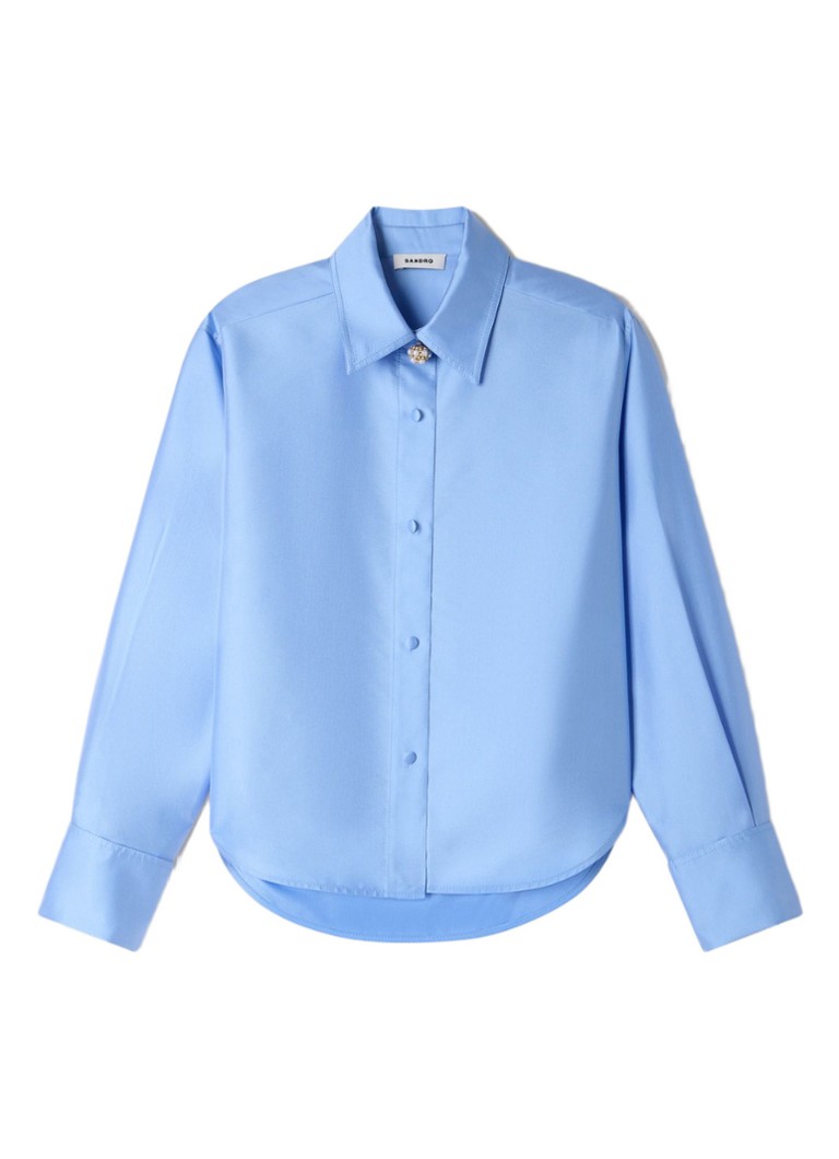 Sandro Dames Blouse in zijdeblend in de kleur Lichtblauw