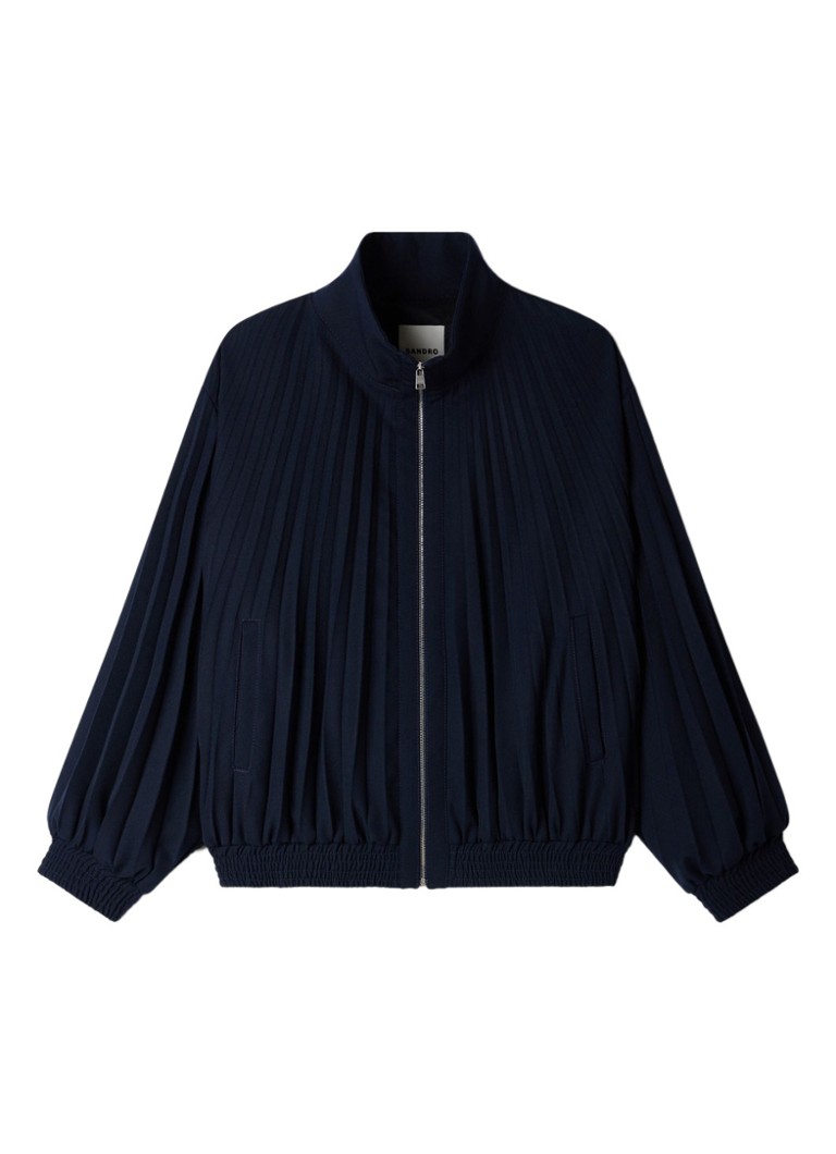 Sandro Dames Jack in wolblend met plooien in de kleur Donkerblauw