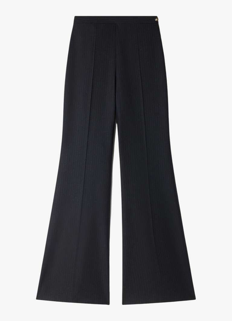 Sandro Dames High waist flared broek in wolblend in de kleur Donkerblauw