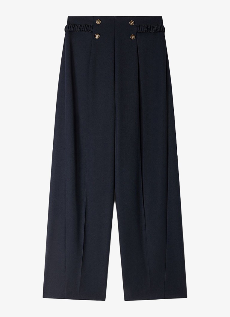 Sandro Dames High waist wide fit pantalon met steekzakken in de kleur Blauw