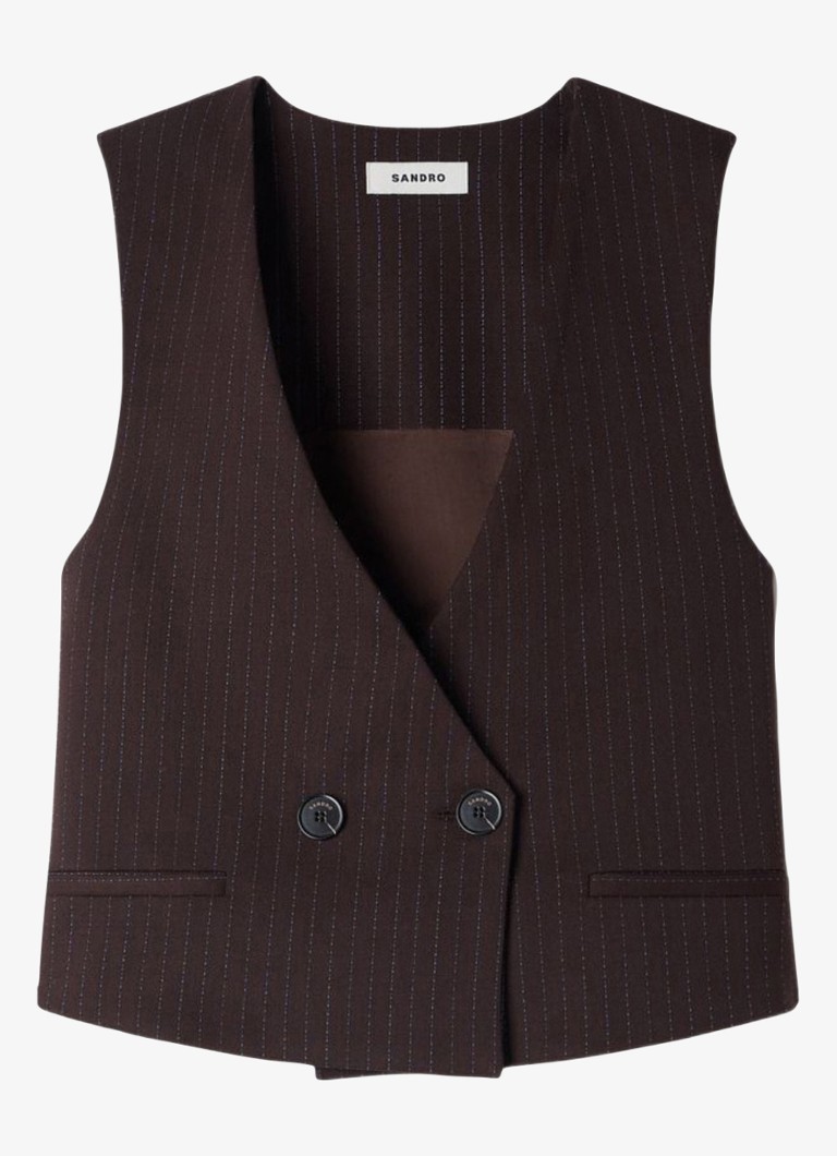 Sandro Dames Gilet met streepprint in de kleur Aubergine