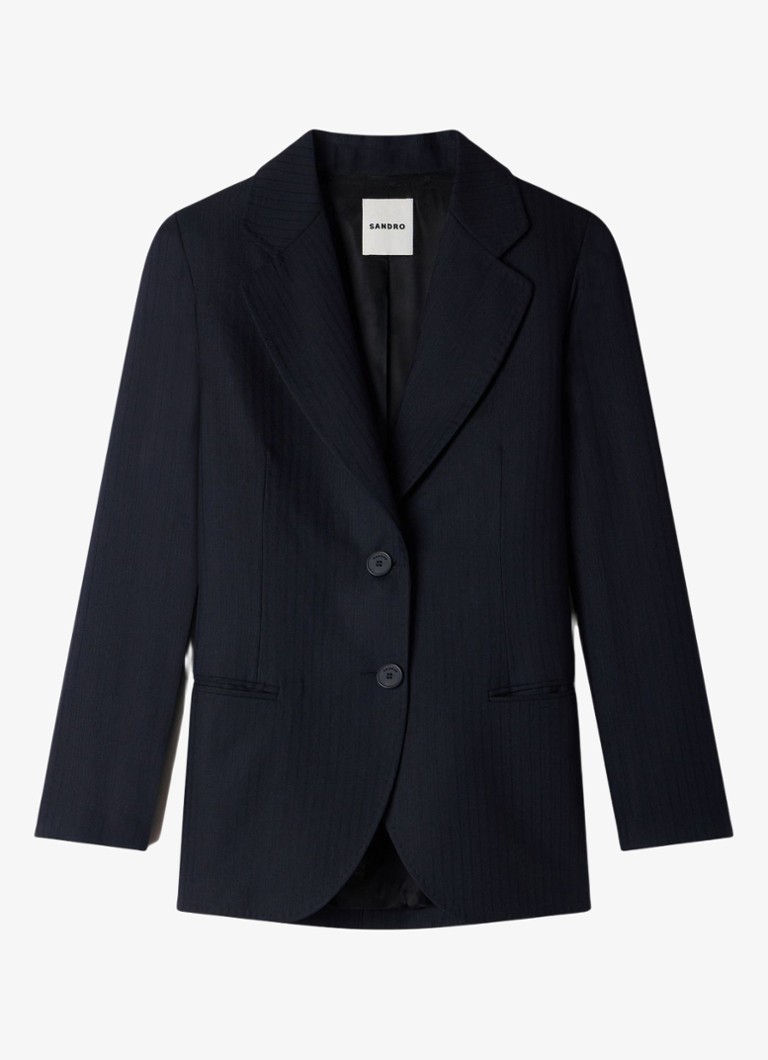 Sandro Dames Blazer van wolblend met krijtstreep in de kleur Blauw