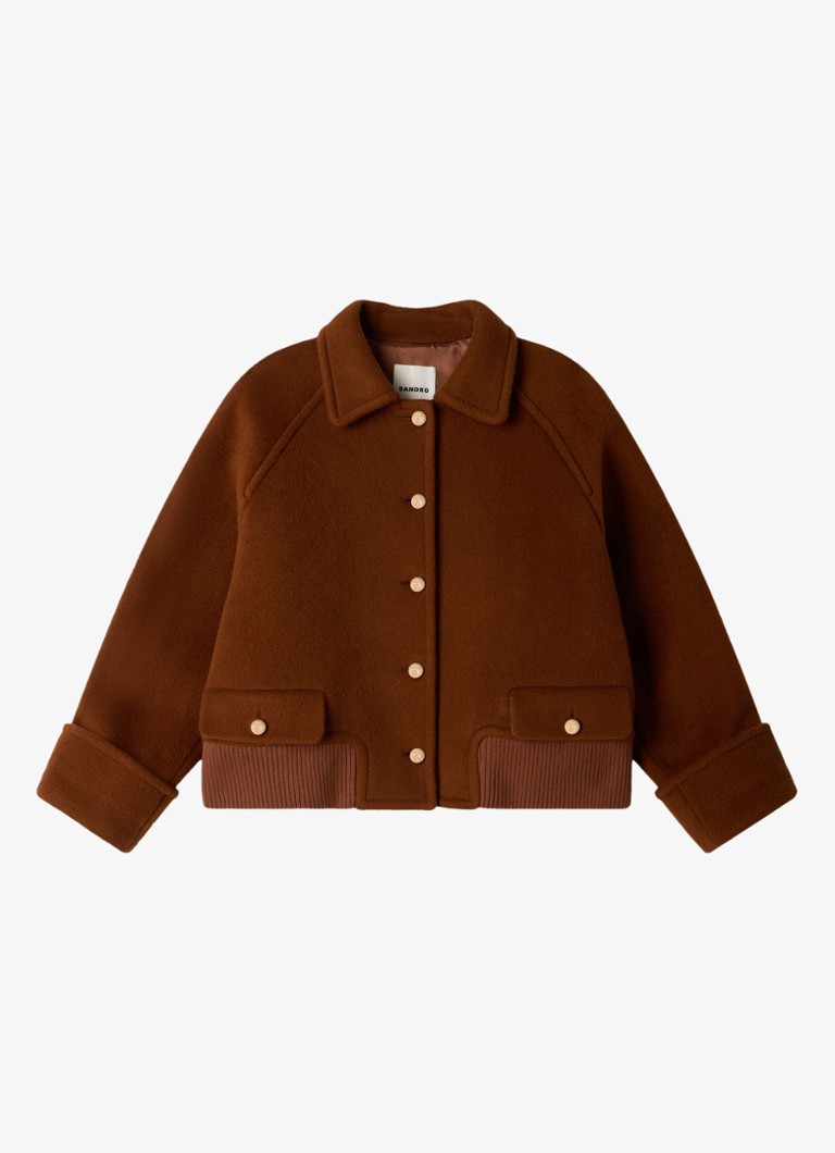 Sandro Dames Baseball jack met sierknopen in de kleur Camel