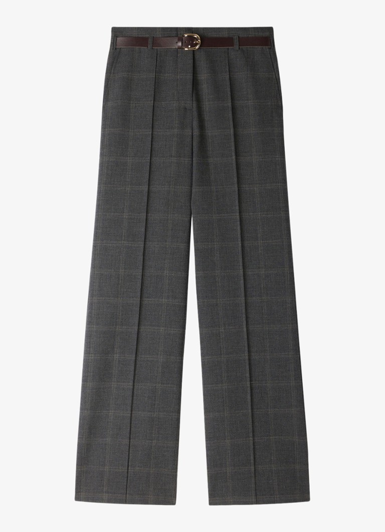 Sandro Dames High waist straight fit pantalon in wolblend in de kleur Grijs