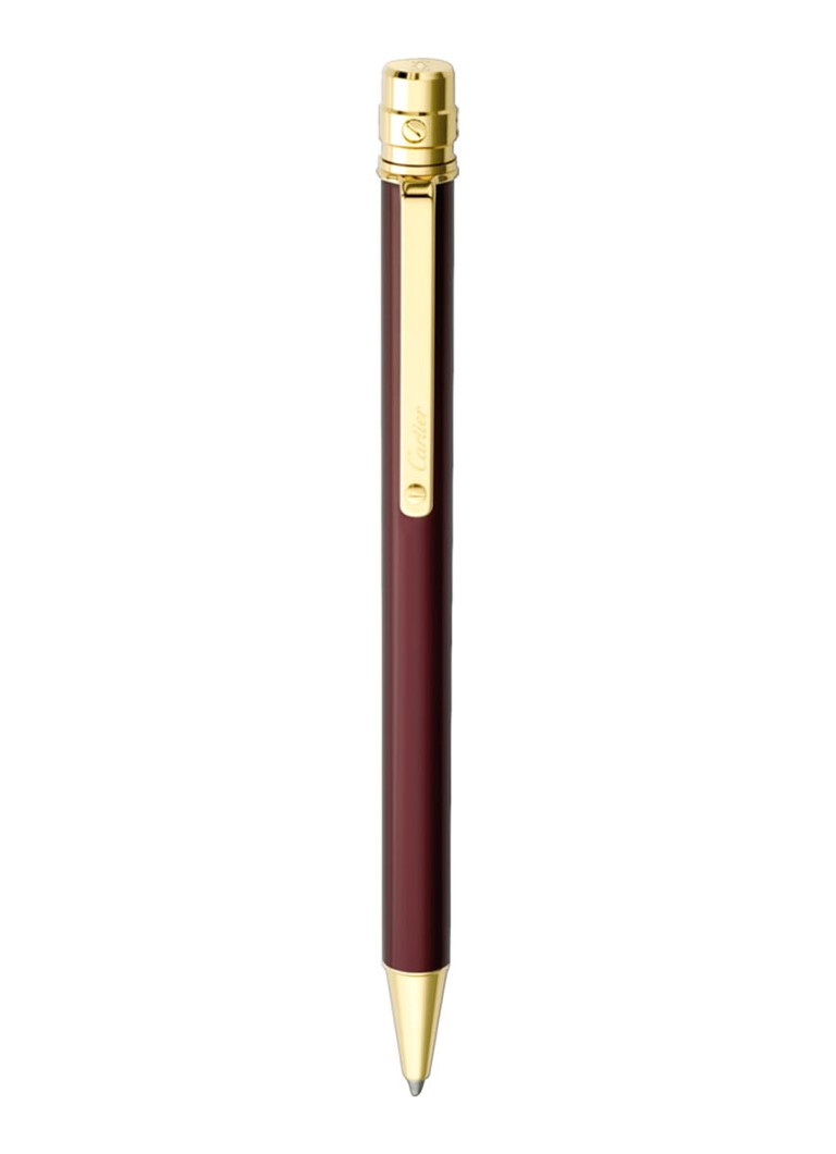 Cartier Santos de Cartier balpen van lak met geelgouden finish ST150190 Bordeauxrood