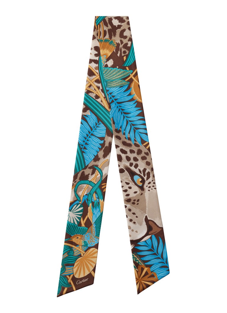 Cartier Dames Panther in the Jungle hoofdband van zijde 105 x 6 cm CROS000119 in de kleur Bruin