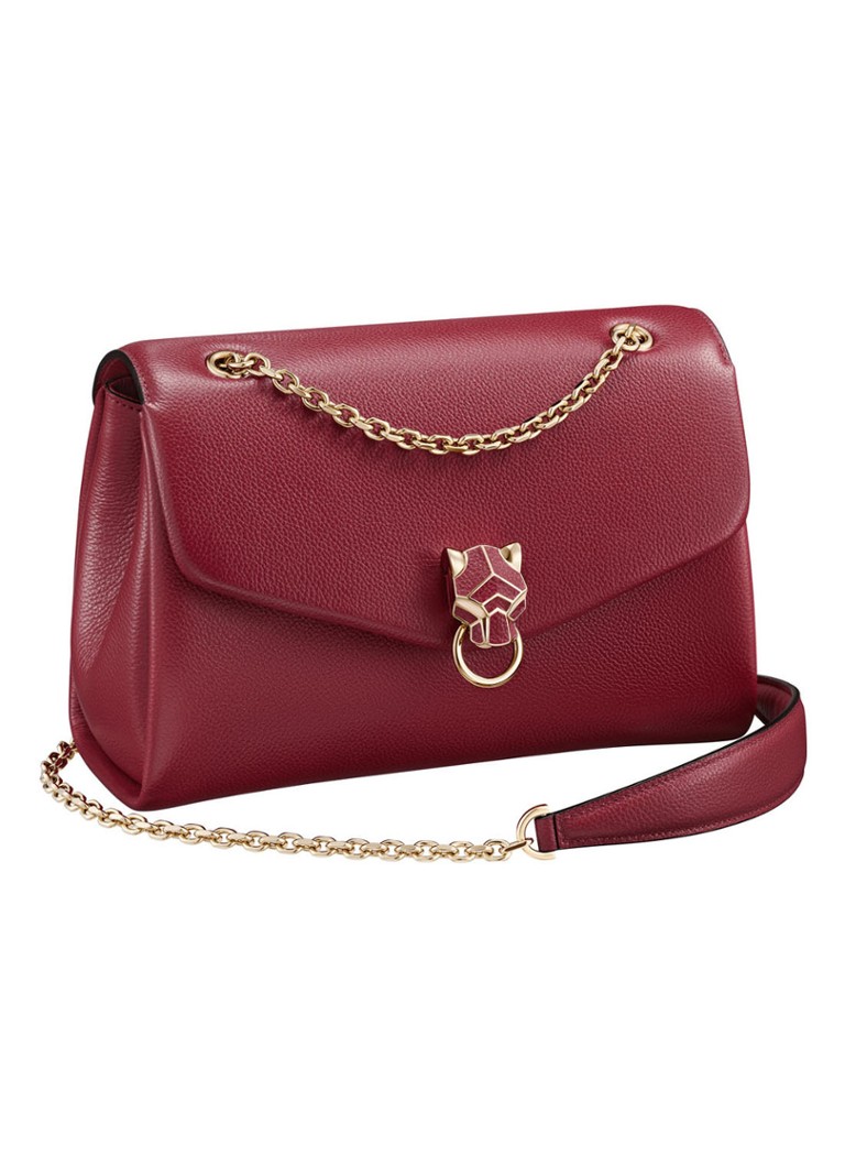 Cartier Dames Panthère de Cartier Small crossbodytas van kalfsleer CRL1002398 in de kleur Bordeauxrood