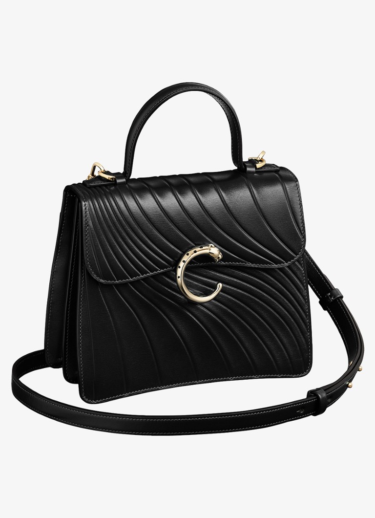 Cartier Dames Panthère C de Cartier Small handtas van kalfsleer CRL1002554 in de kleur Zwart