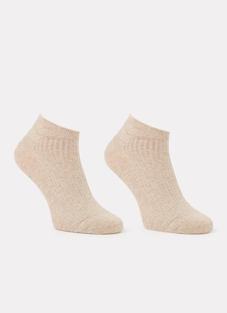 MarcMarcs Dames Moscow sneakersokken met glitter in 2-pack in de kleur Beige, maat: 39-42