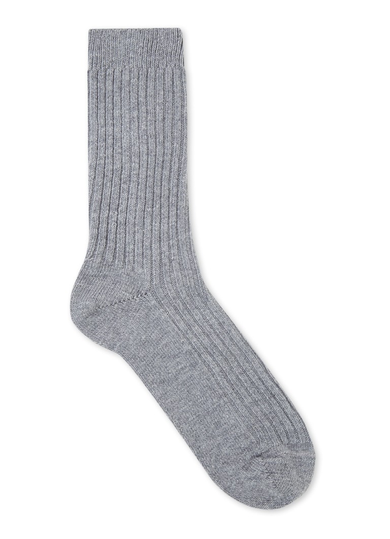 MarcMarcs Dames Sokken in kasjmierblend met ribstructuur in de kleur Grijs, maat: 39-42