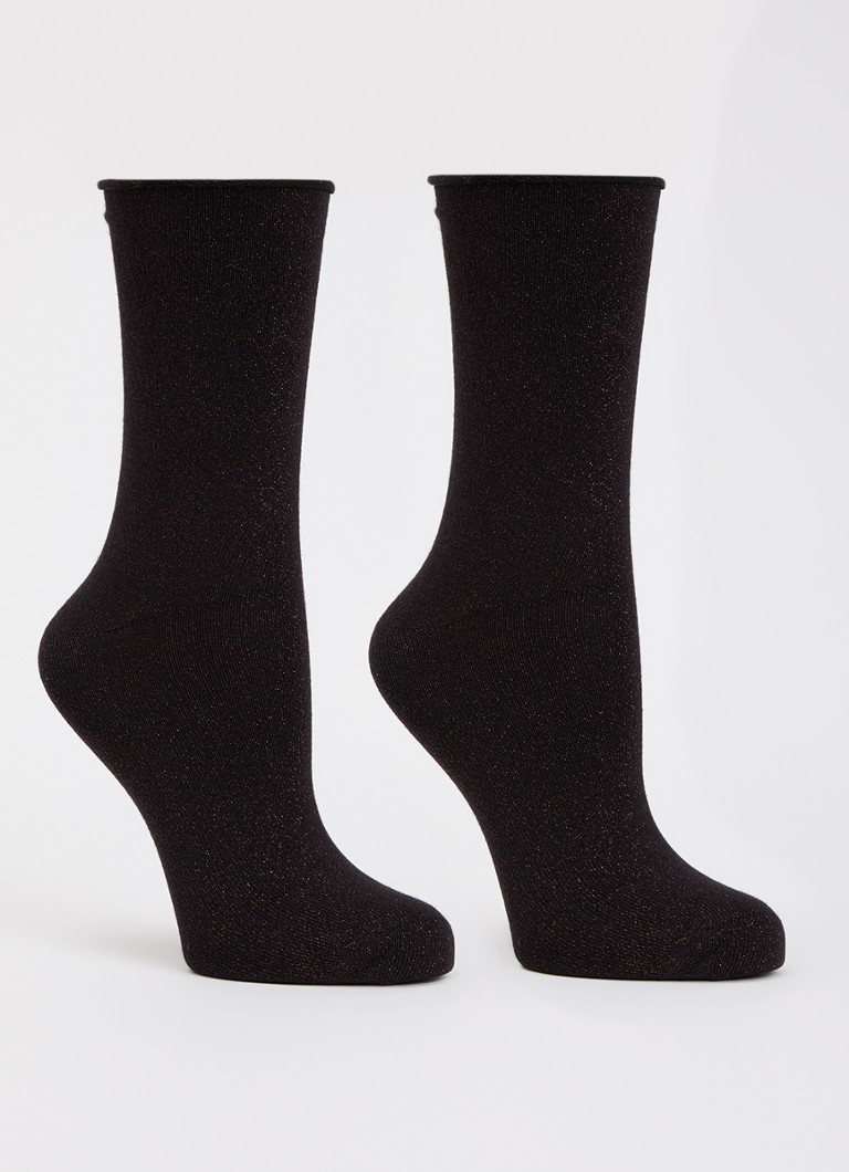 MarcMarcs Dames Blackpool sokken met lurex in 2-pack in de kleur Zwart, maat: 35-38