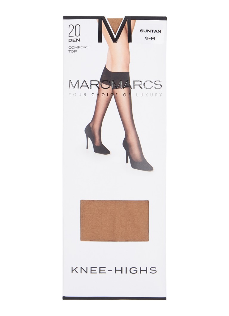 MarcMarcs Dames Kniekousen in 40 denier suntan in de kleur Donkerbeige, maat: M-L