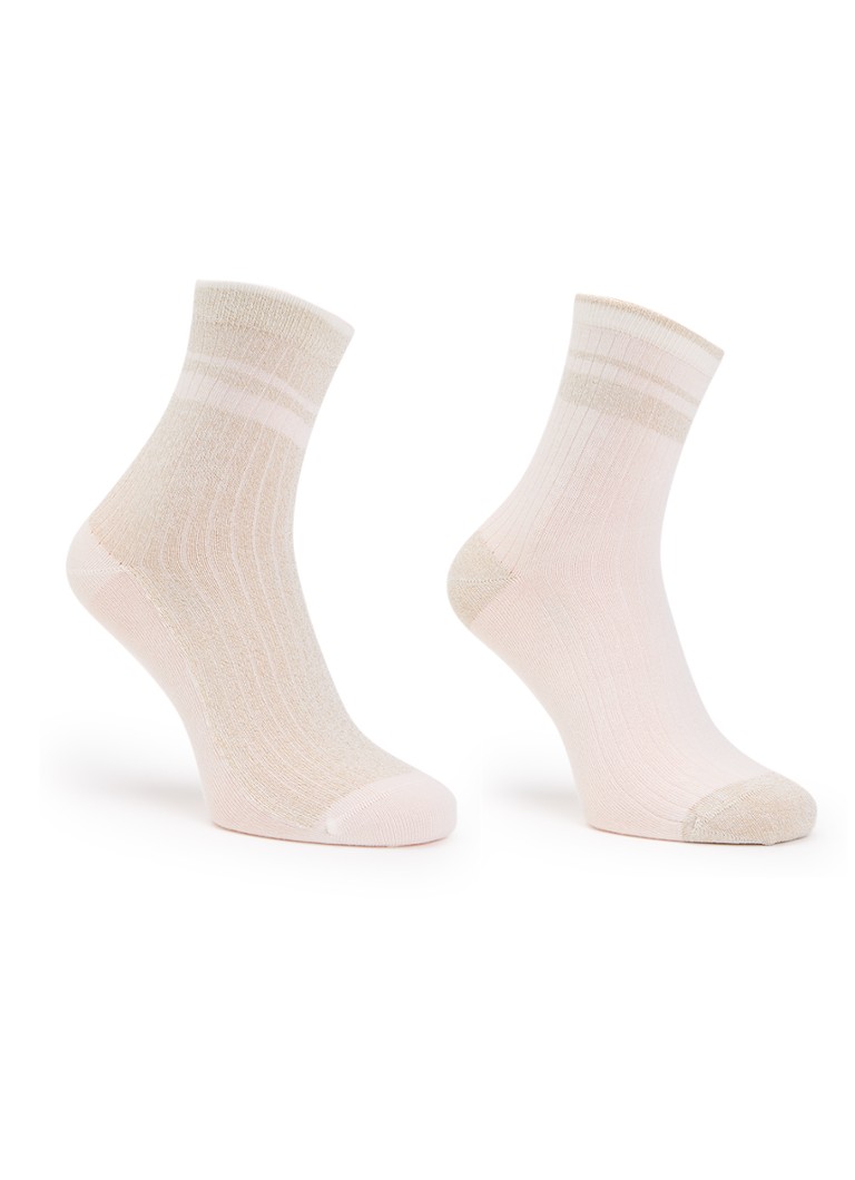 MarcMarcs Dames Venna sokken met glitter in 2-pack in de kleur Ivoor, maat: 39-42