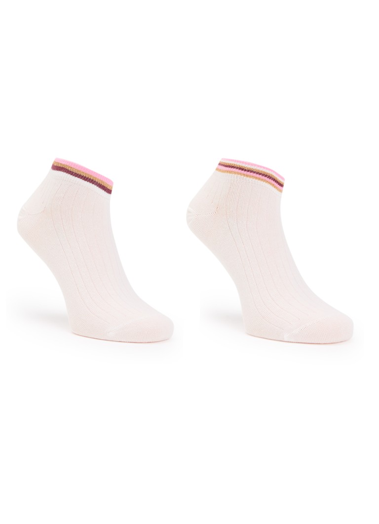 MarcMarcs Dames Felice sneakersokken in katoenblend met glitter in 2-pack in de kleur Bordeauxrood, maat: 39-42