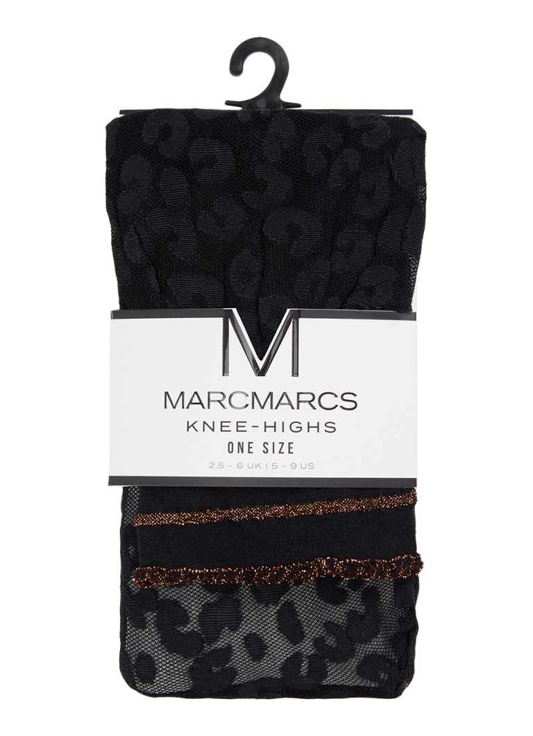 MarcMarcs Dames Pantykousen met panterprint en lurex in 30 denier in de kleur Zwart, maat: ONE SIZE