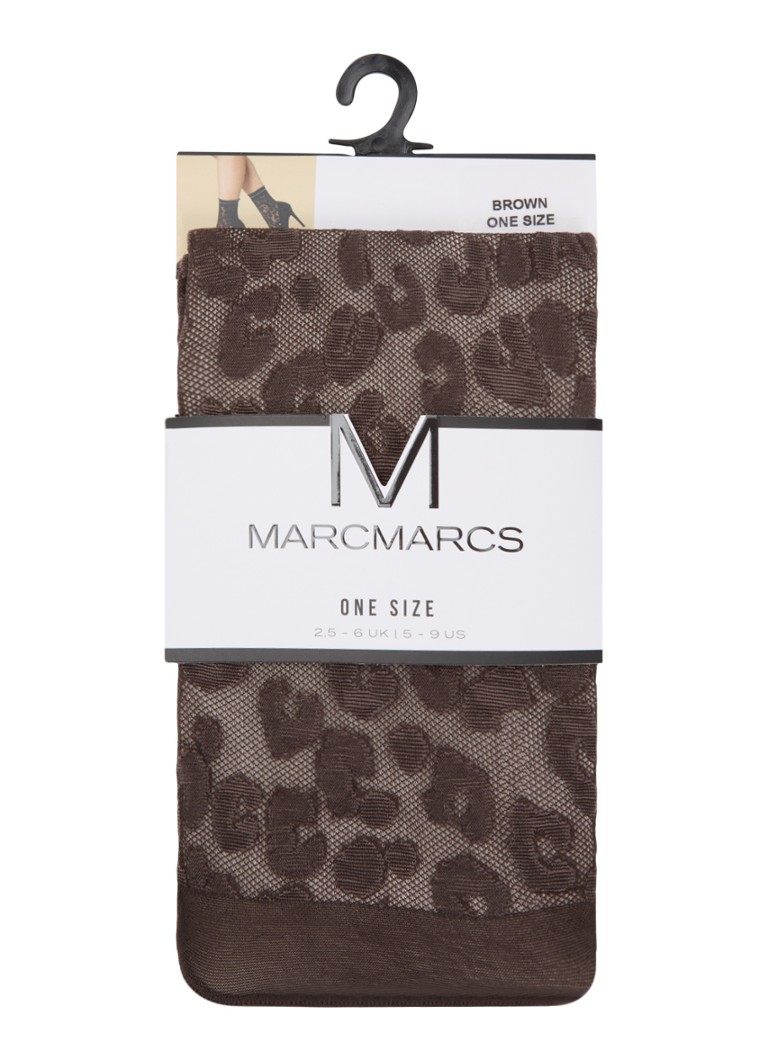 MarcMarcs Dames Tulle pantysokken met panterprint en glitter in de kleur Bruin, maat: ONE SIZE