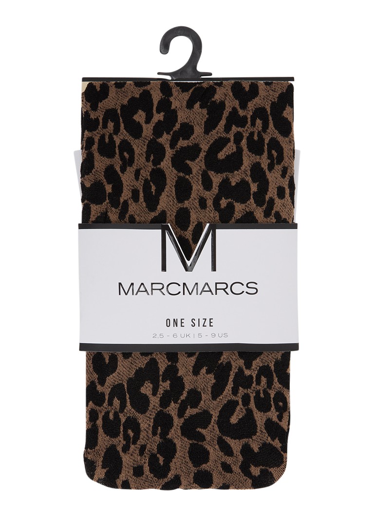 MarcMarcs Dames Animalier pantysokken met panterprint in 70 denier in de kleur Lichtbruin, maat: ONE SIZE