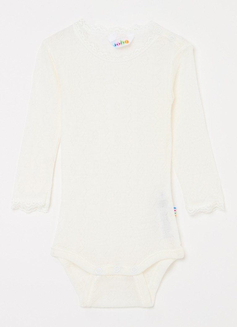 Joha Meisjes Pointelle romper in wol-zijdeblend in de kleur Gebroken wit, maat: 62