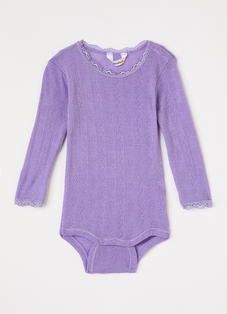 Joha Meisjes Pointelle romper in wol-zijdeblend in de kleur Paars, maat: 62