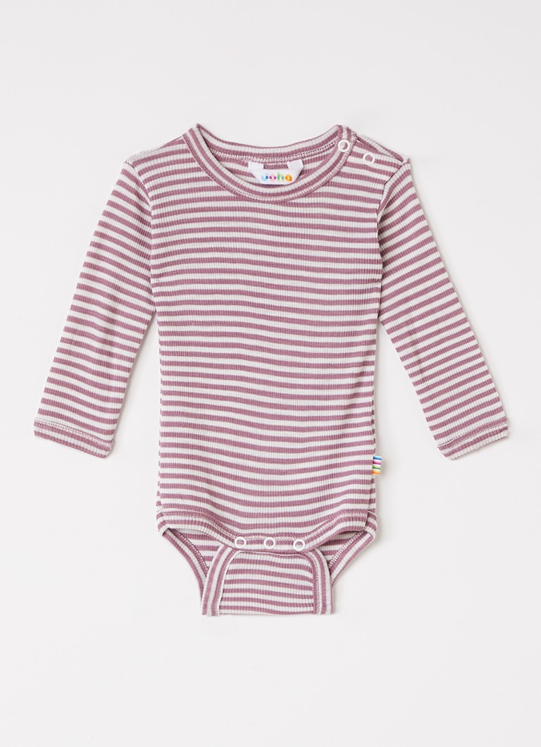 Joha Jongens Romper in zijdeblend met streepprint in de kleur Roze, maat: 74