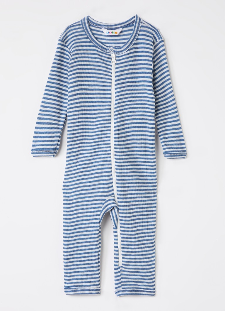 Joha Meisjes Babypak in zijdeblend met streepprint in de kleur Indigo, maat: 80