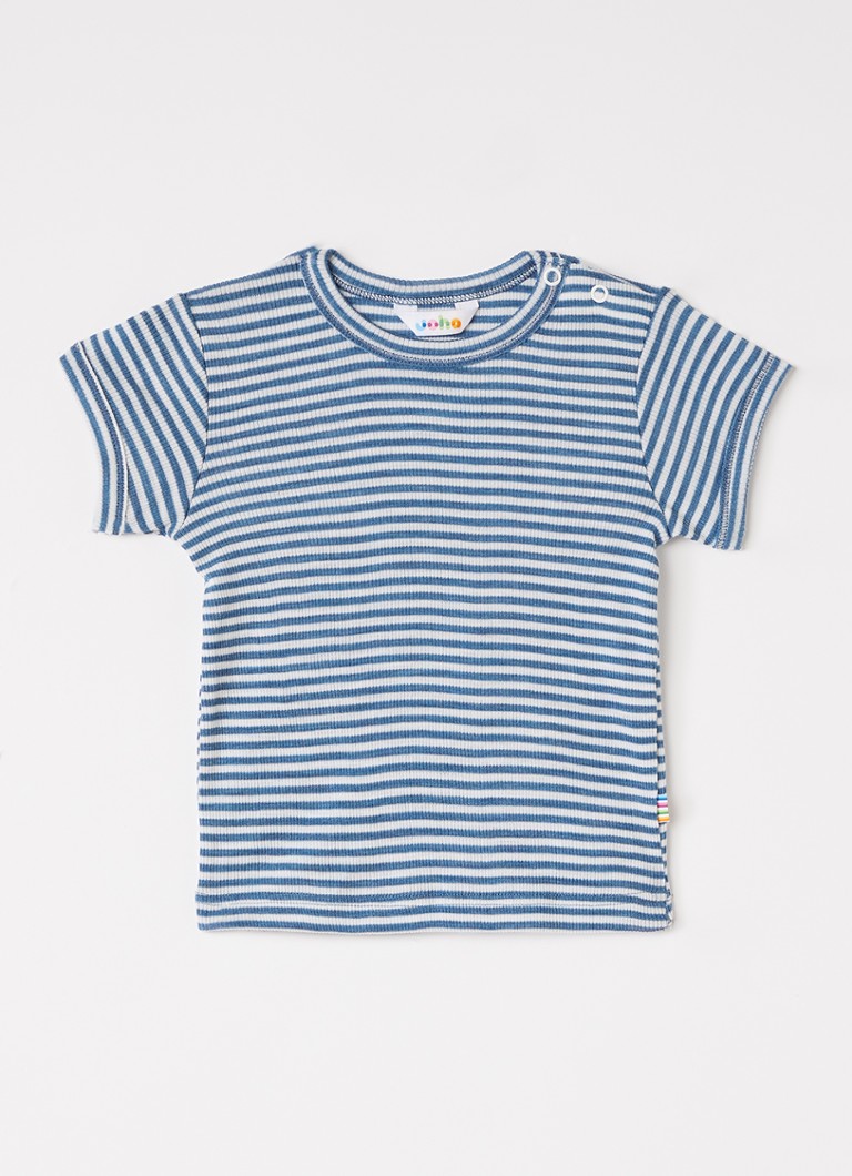 Joha Meisjes T-shirt in zijdeblend met streepprint in de kleur Staalblauw, maat: 92