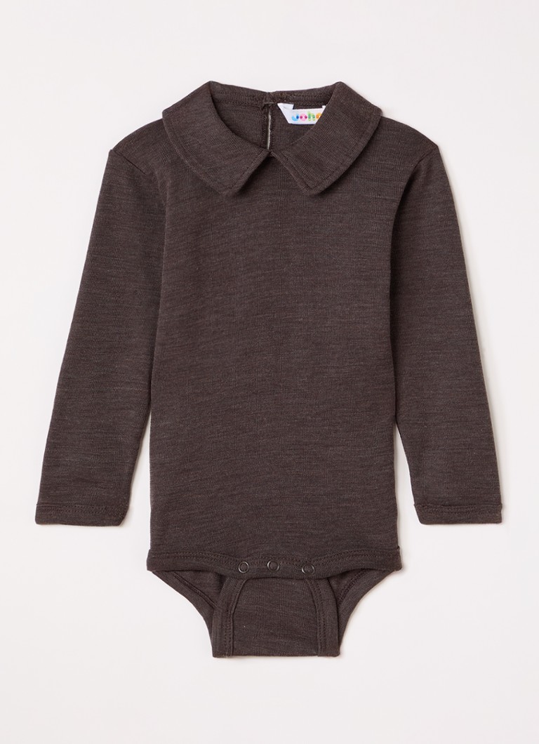 Joha Meisjes Romper in zijdeblend met kraag in de kleur Donkerbruin, maat: 98