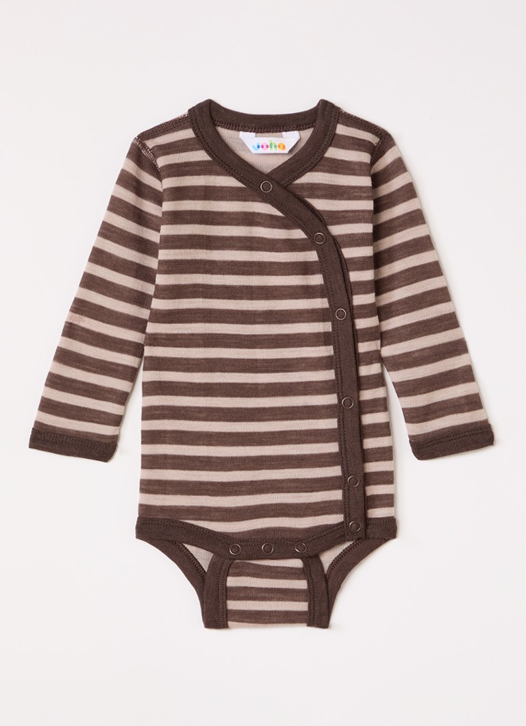 Joha Meisjes Romper in wolblend met streepprint in de kleur Bruin, maat: 62