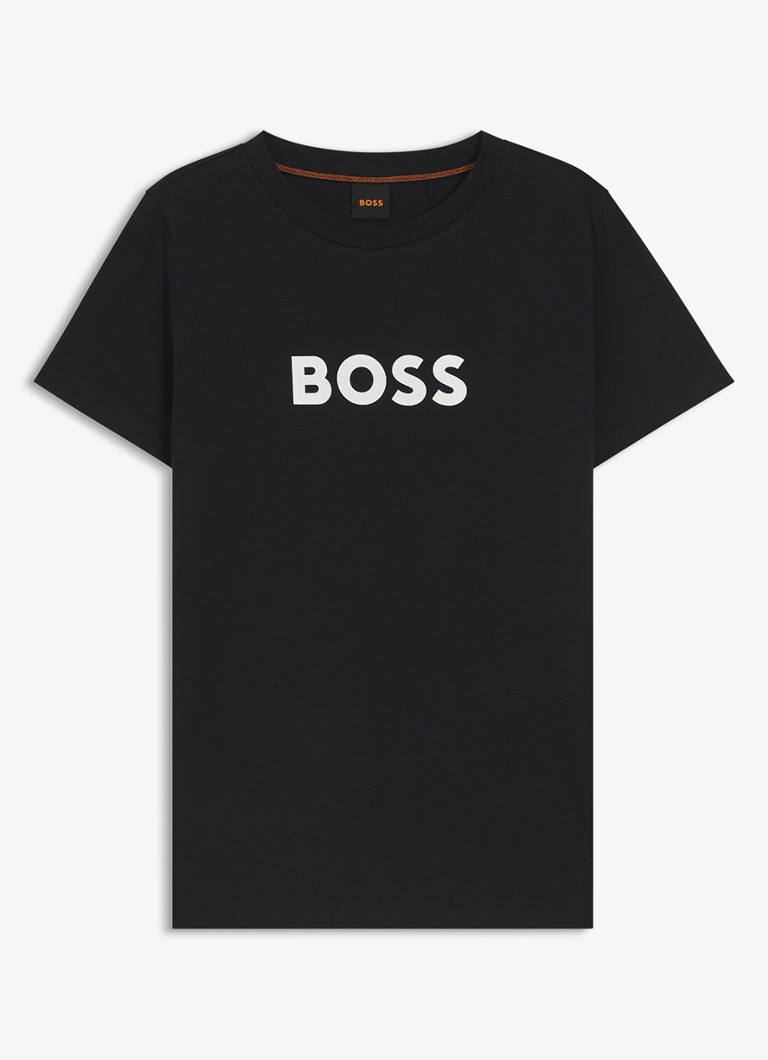 BOSS Dames Elogo T-shirt met logo in de kleur Zwart