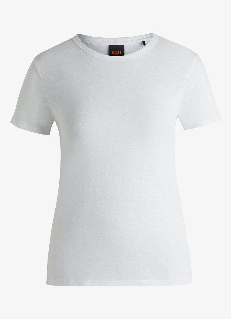 BOSS Dames Esla T-shirt met ronde hals in de kleur Wit