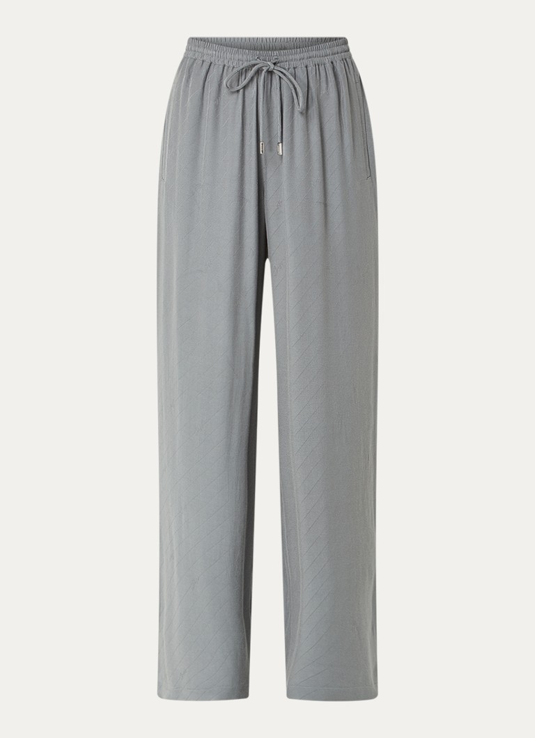 BOSS Dames High waist wide fit pantalon met logoprint in de kleur Grijs