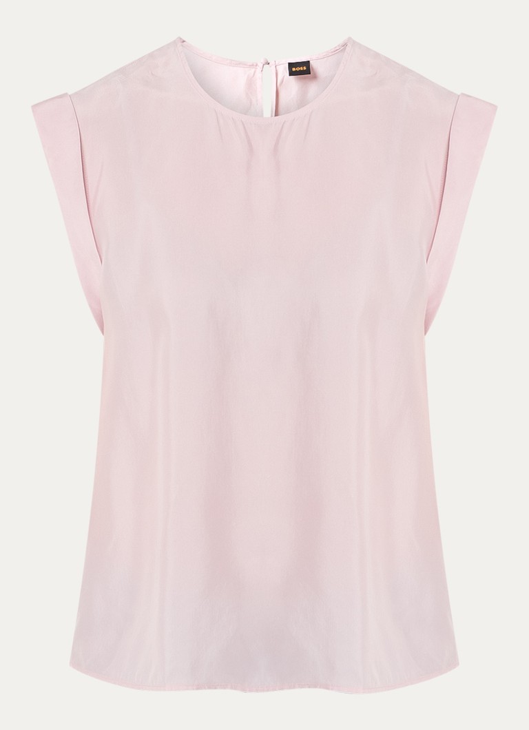 BOSS Dames C_Irnette tuniek met ronde hals in de kleur Lichtroze
