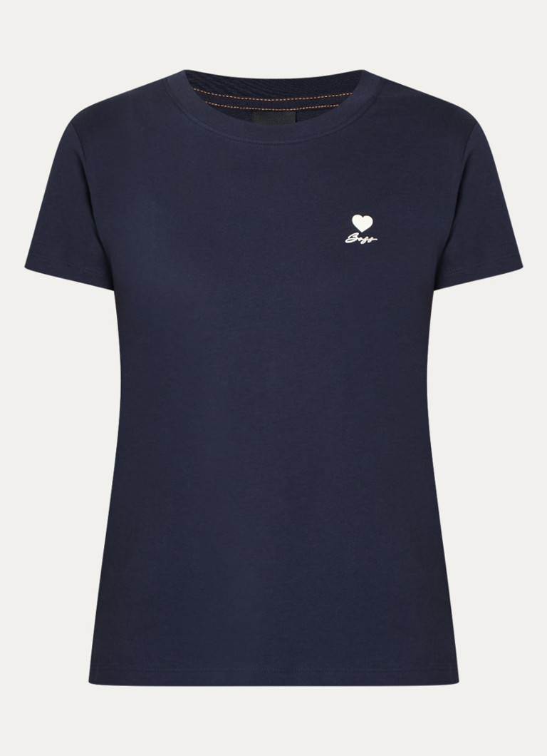 BOSS Dames Esogo T-shirt met logo in de kleur Donkerblauw