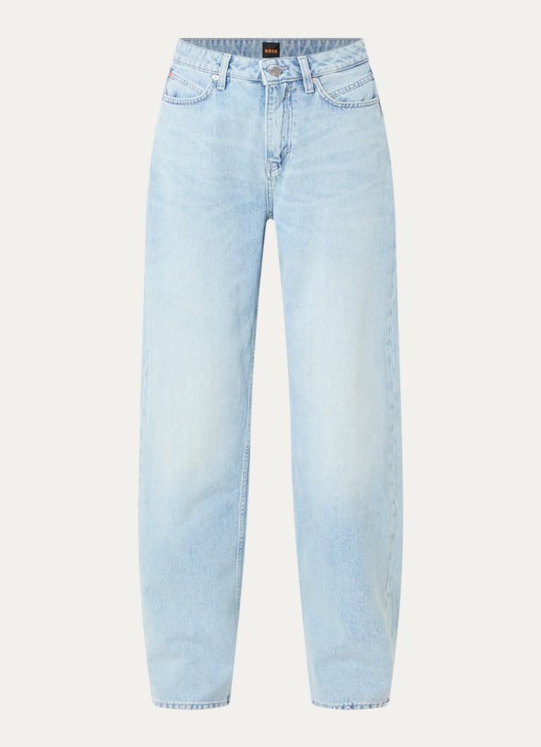 BOSS Dames High waist wide leg jeans met steekzakken in de kleur Blauw