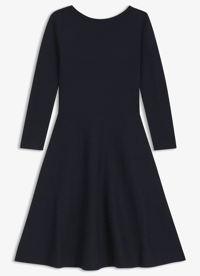 BOSS Dames Fijngebreide midi jurk met print in de kleur Donkerblauw