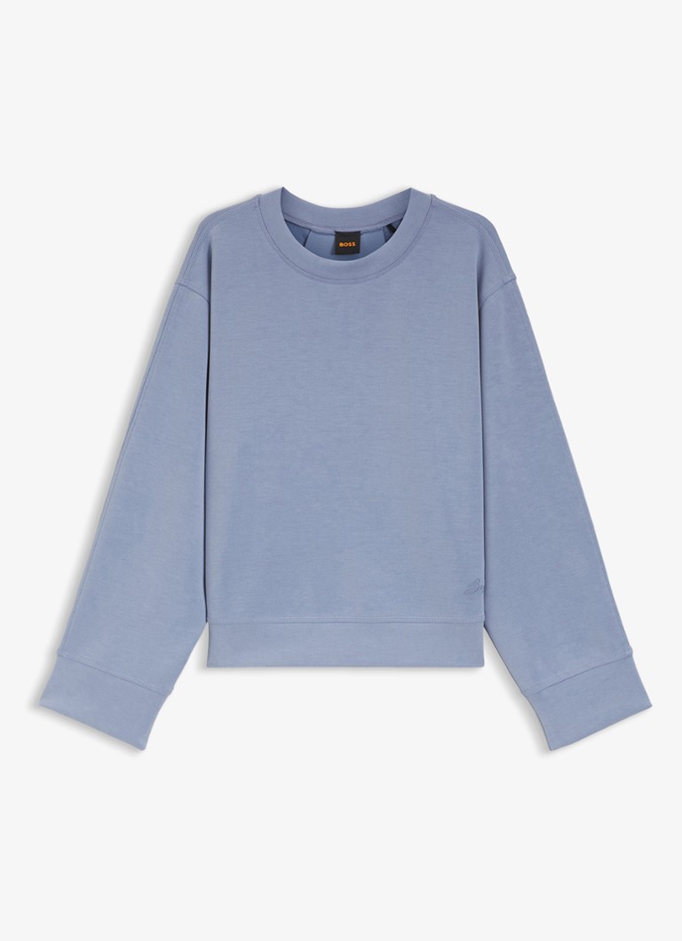BOSS Dames Sweater met ronde hals in de kleur Blauwgrijs