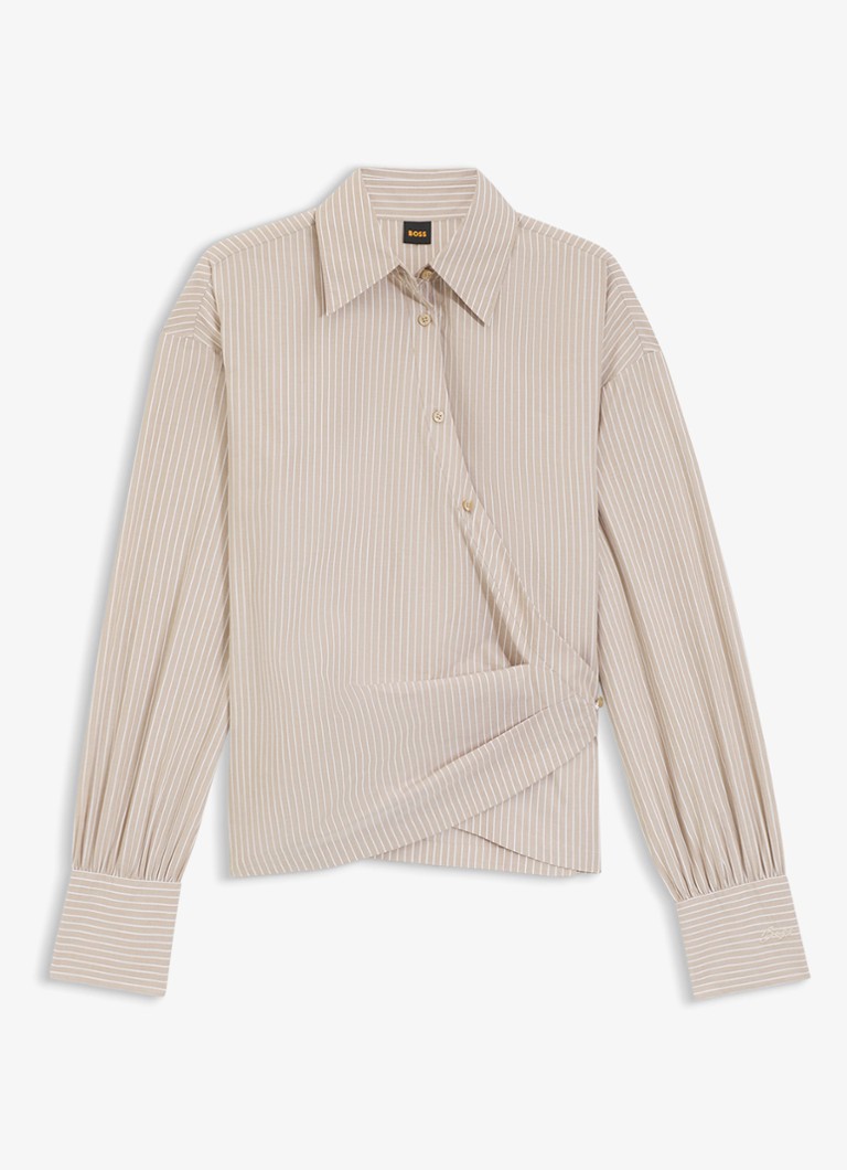 BOSS Dames Blouse met streepprint in de kleur Beige