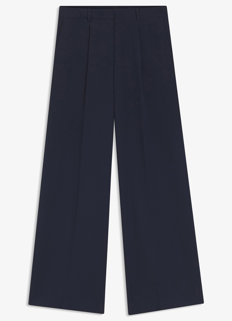 BOSS Dames High waist wide fit pantalon met steekzakken in de kleur Donkerblauw