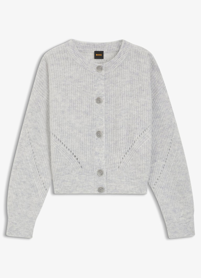 BOSS Dames Fijngebreid vest in wolblend in de kleur Grijs