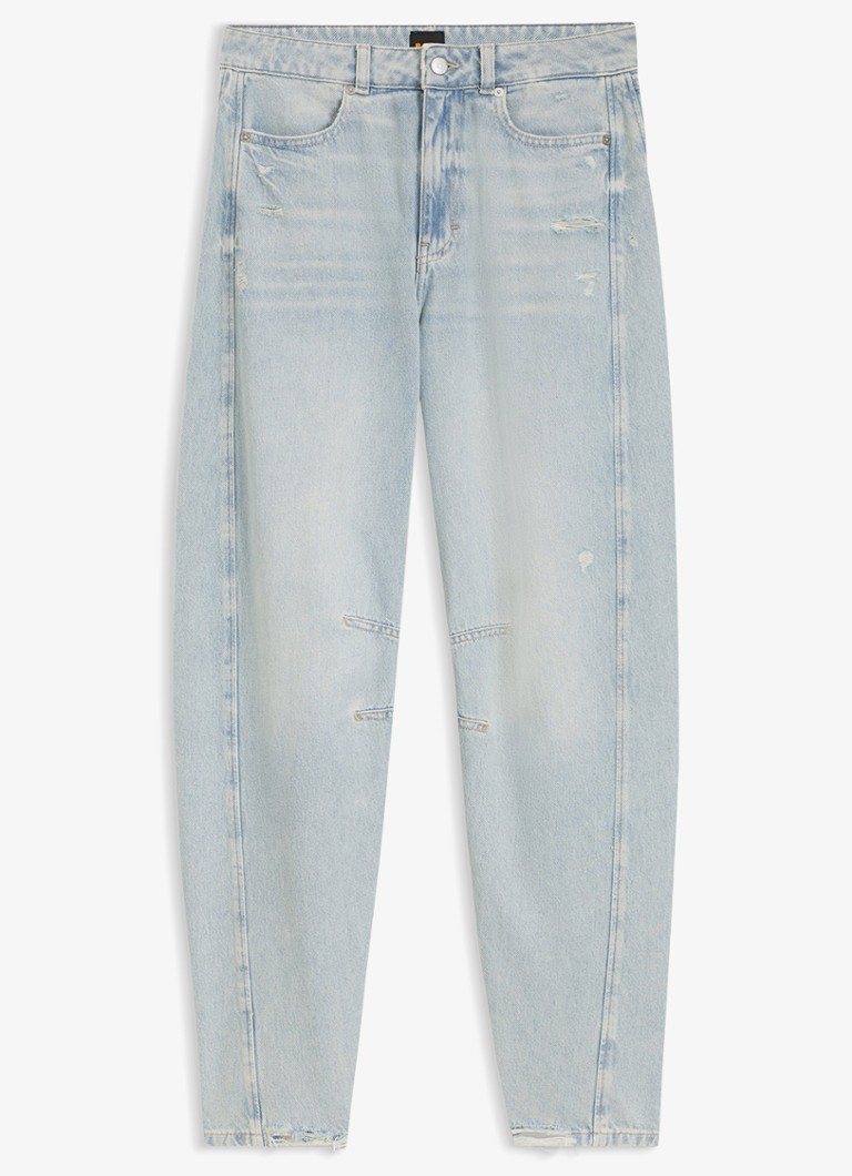 BOSS Dames High waist balloon fit jeans met lichte wassing in de kleur Denim