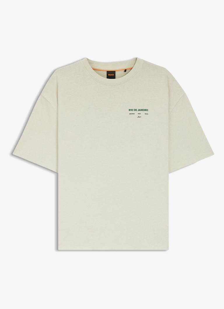 BOSS Dames C_Eboys_2 T-shirt met logo- en backprint in de kleur Open Green-354 / Groen
