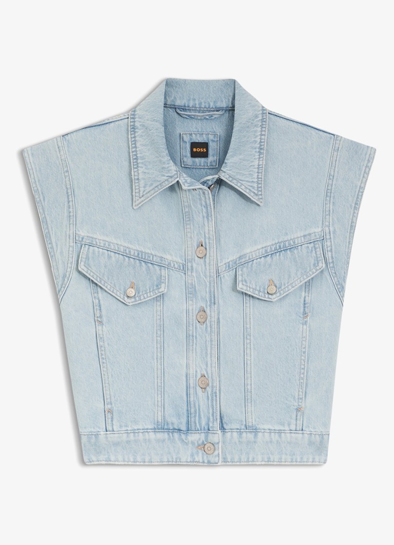 BOSS Dames C_VEST 1.0 spijkerjas van katoen in de kleur Bright Blue-433 / Blauw