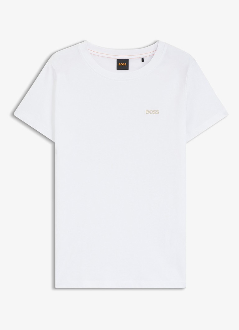 BOSS Dames T-shirt van katoenen jersey met logodetail in de kleur