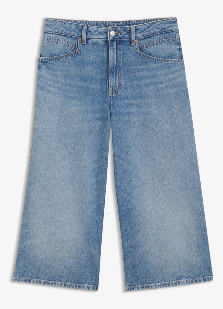 BOSS Dames Mid waist loose fit korte broek van denim in de kleur Jeans