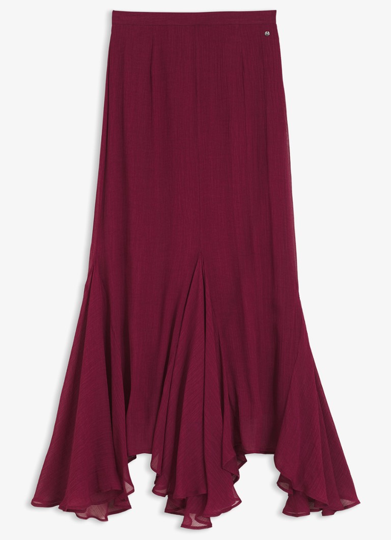 BOSS Dames Midi rok met asymmetrische zoom in de kleur Kersenrood
