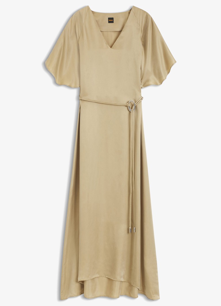 BOSS Dames Midi jurk met ceintuur in de kleur Beige