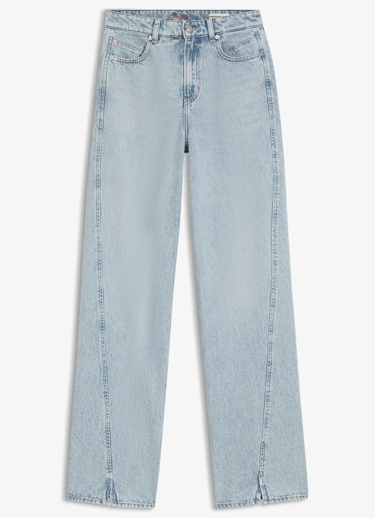 BOSS Dames high waist wide jeans met lichte wassing in de kleur Open Blue-460 / Lichtblauw
